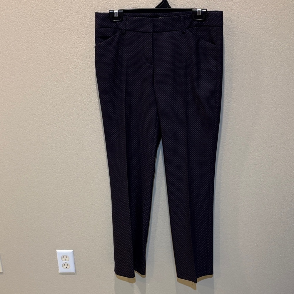 Express “Editor” Navy Patterned Women's Straight Leg Pants-Size 6R
